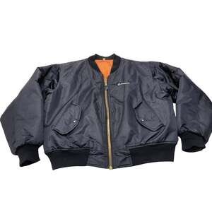 Ultra Force flyer flight jacket black nylon bomber lined retro Boeing medium